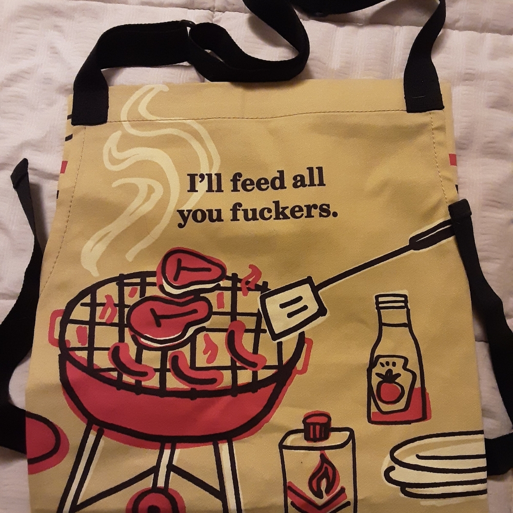 Funny Blue Q Apron with Grill Design Naughty
